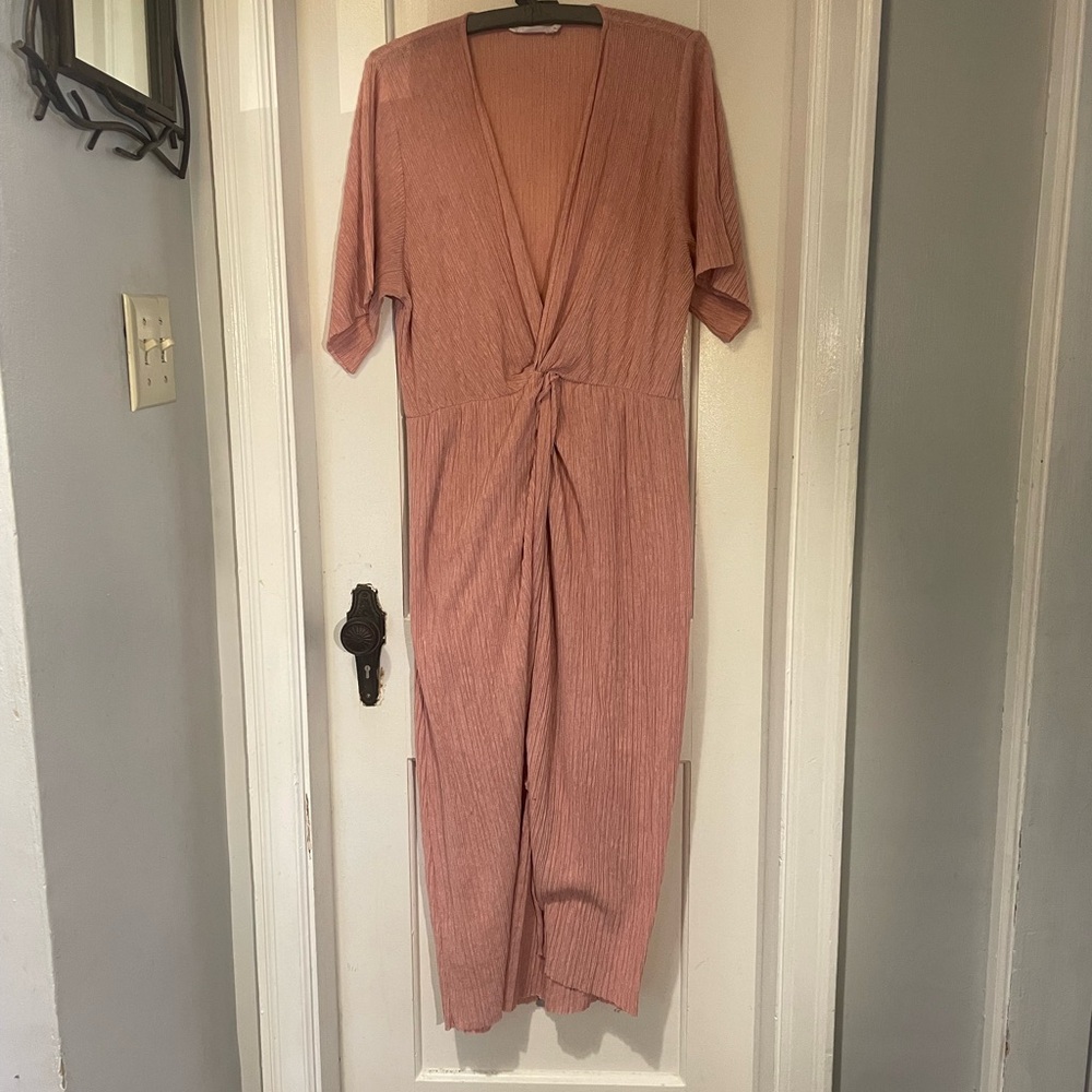 All in Favor Pink Ribbed Dress